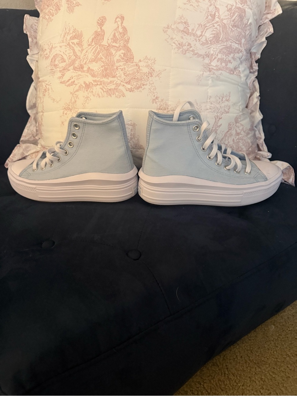 Converse Light Blue High Top Platform Sneakers - Picture 4 of 9